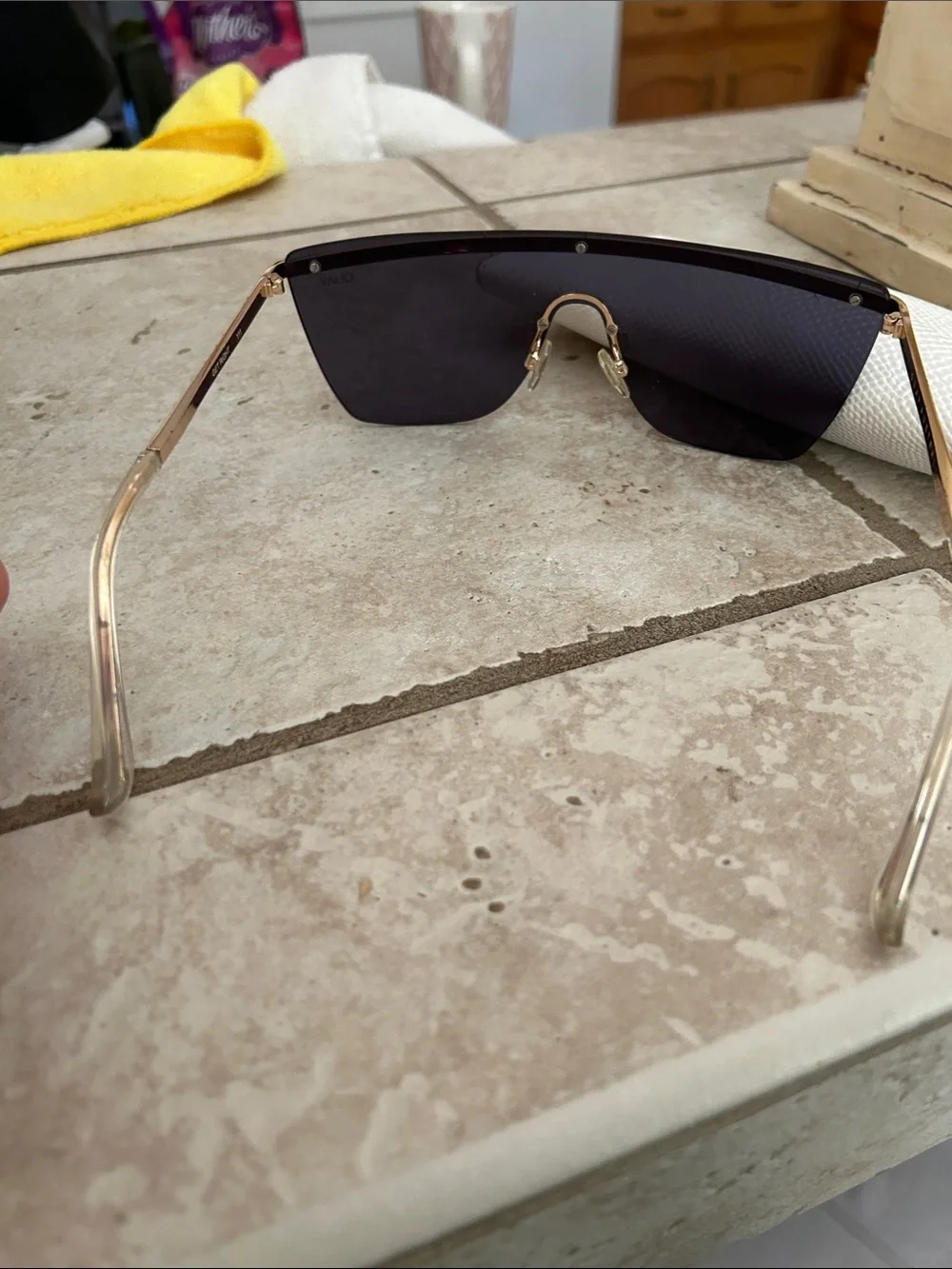 Quay Australia Shield Sunglasses in Black and Gold-Tone